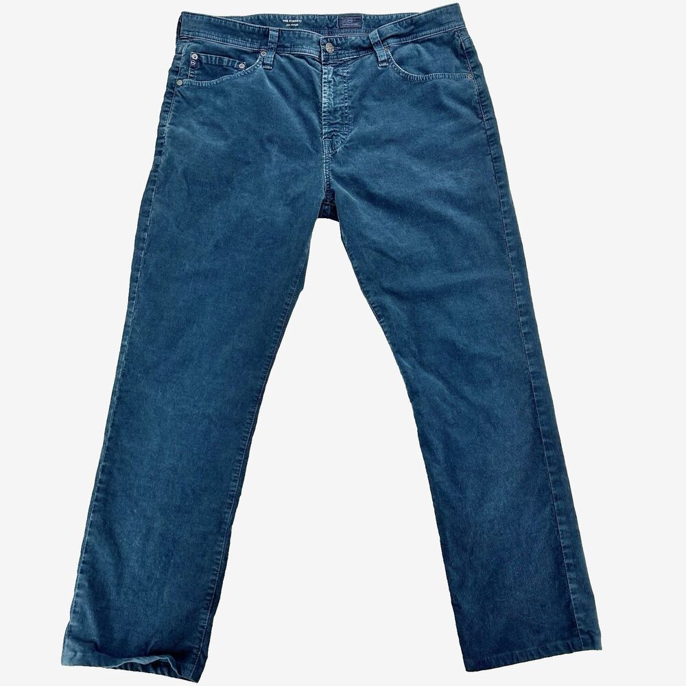 AG Adriano Goldschmied Corduroy Pants Mens 36x30 Teal Blue Everett Slim Straight